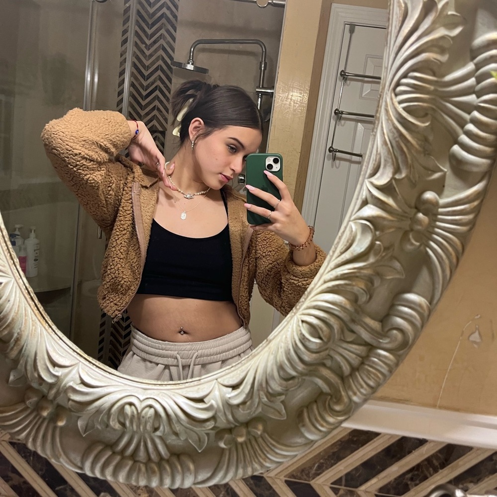 Cropped teddy jacket